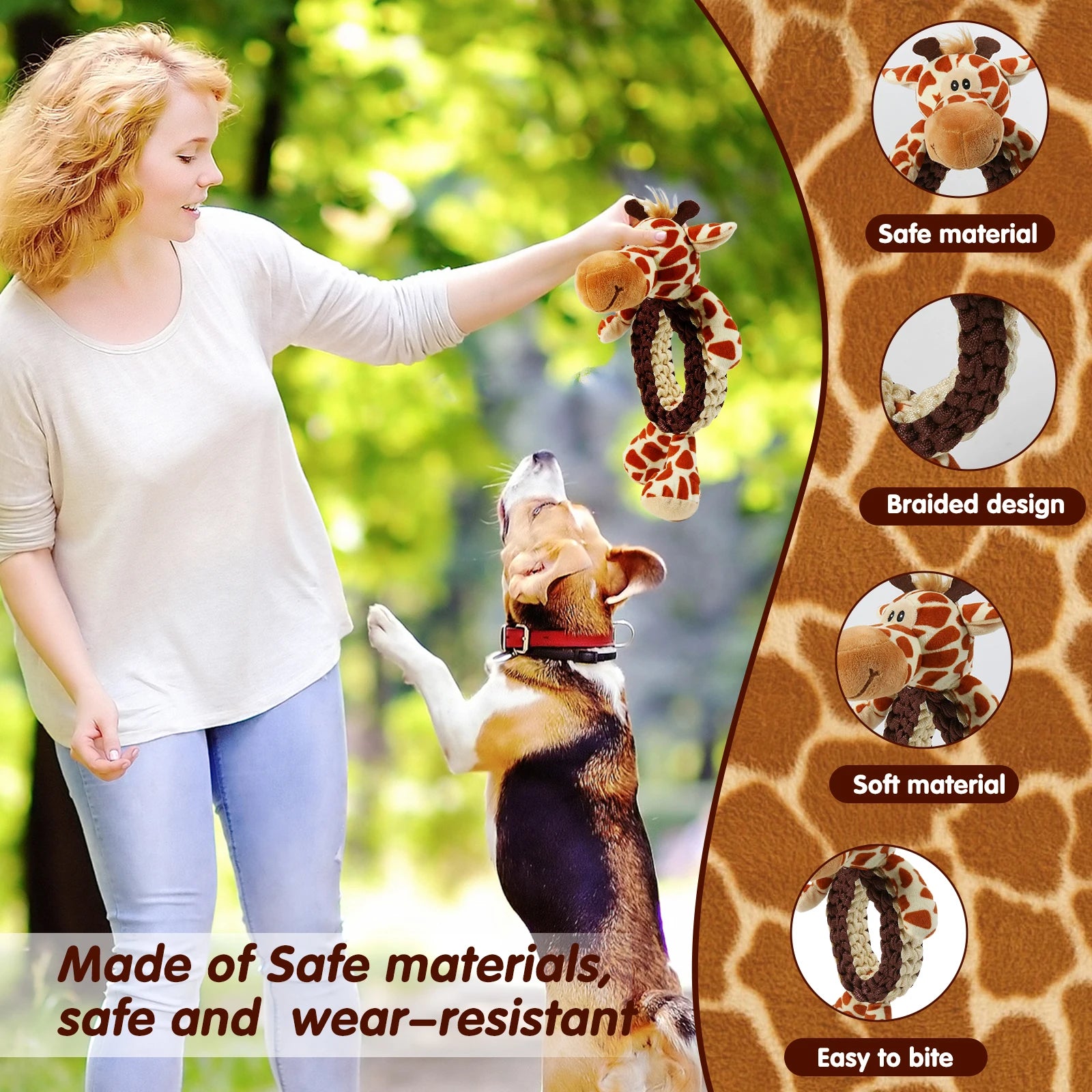 Hand-woven pet dog toys, bite resistant, vocal, teeth cleaning, suitable for large dogs，Outdoor training and stress relief tools