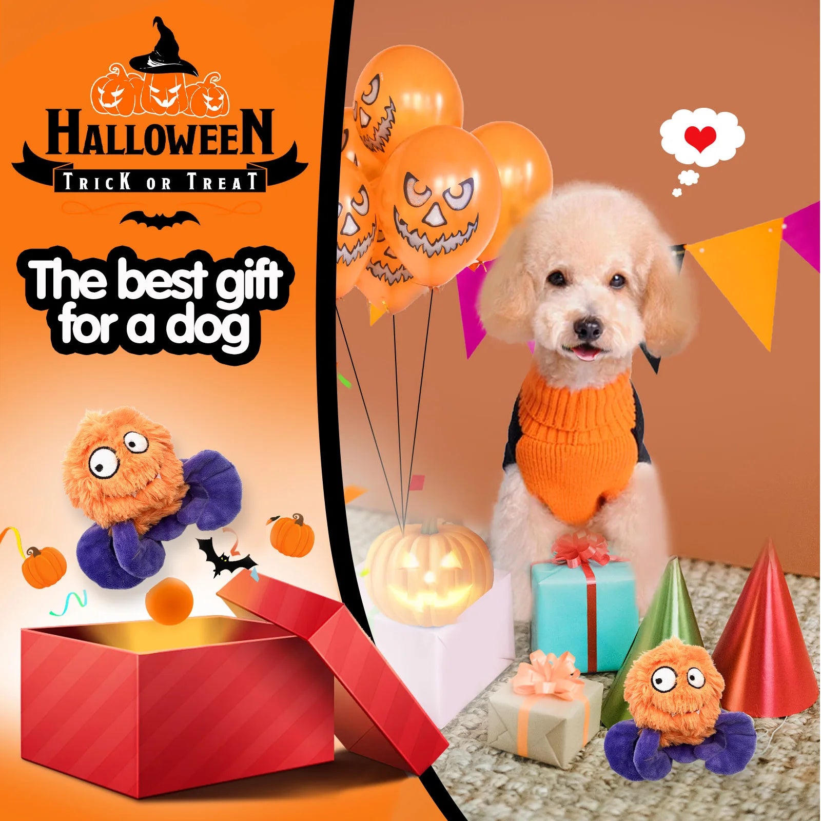 New cute realistic dog plush spider toy to accompany big, small and medium-sized dogs