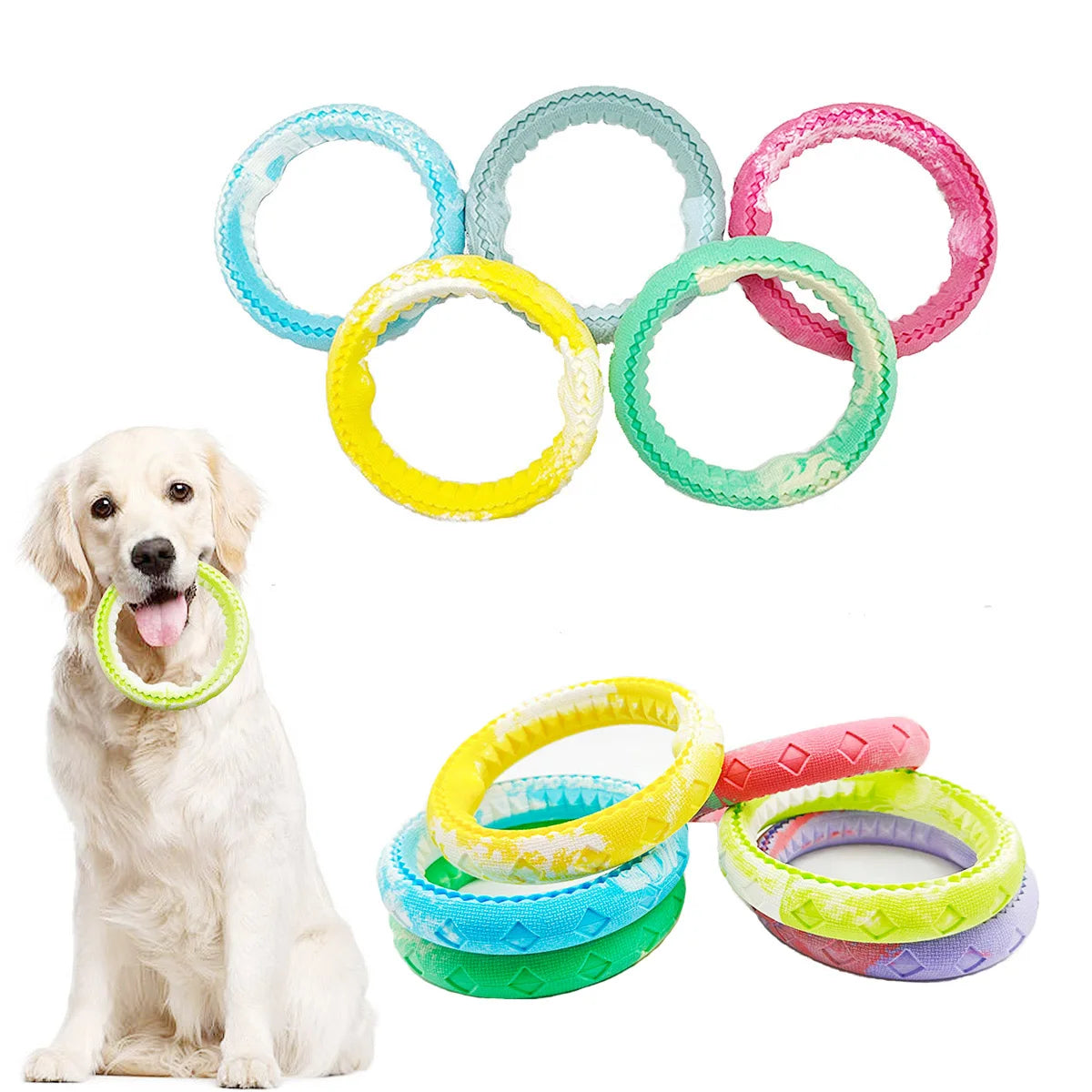 Pet dog rubber bite ring, bite resistant grinding training, interactive companionship for large, medium, and small dogs