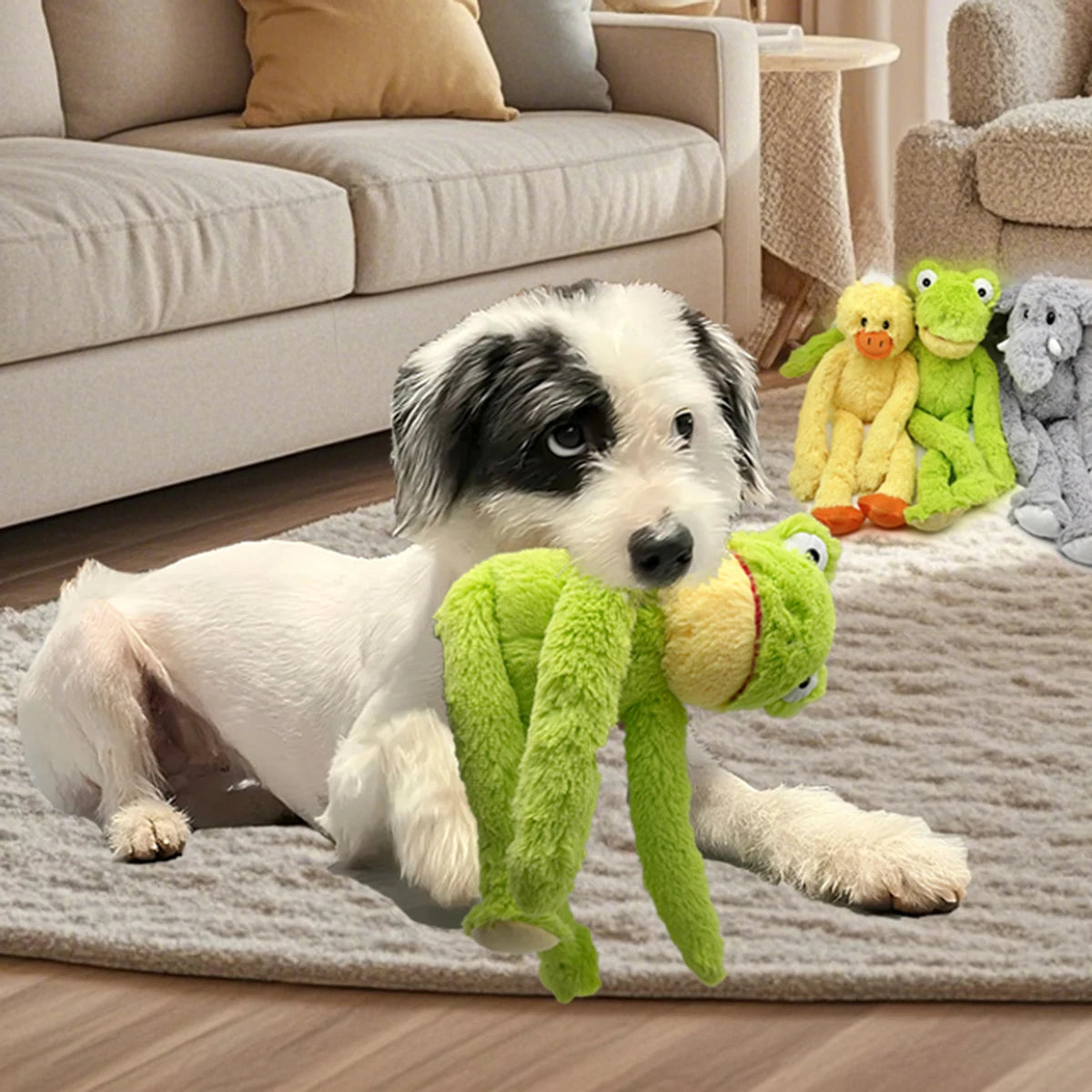 Pet dogs squeeze, squeak, cute chickens, frogs, elephants, plush toys accompany all kinds of dogs, big, medium, small