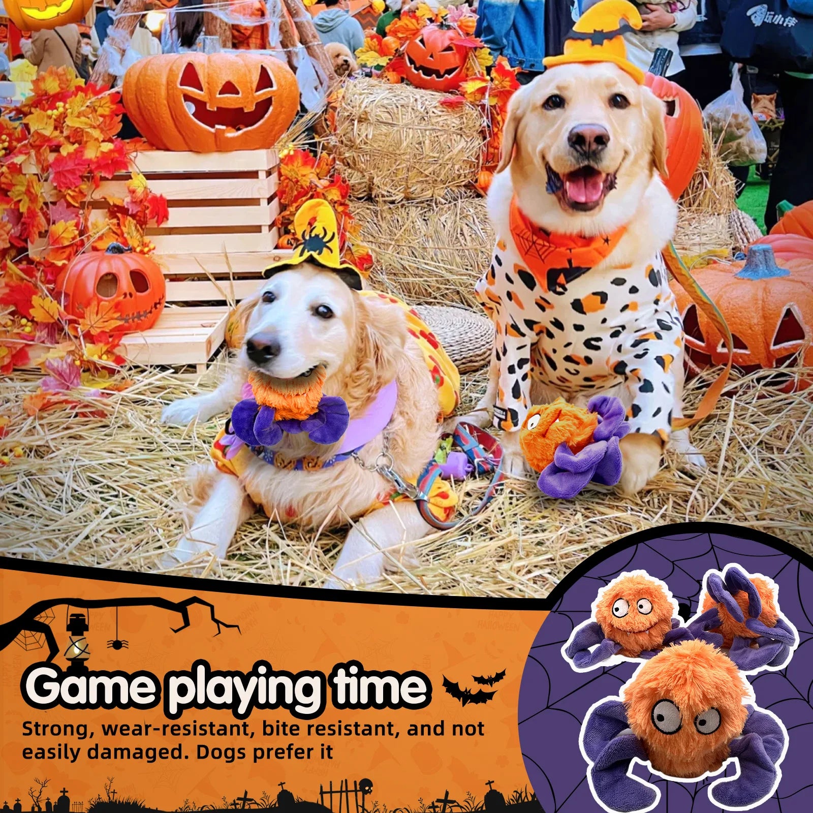 New cute realistic dog plush spider toy to accompany big, small and medium-sized dogs