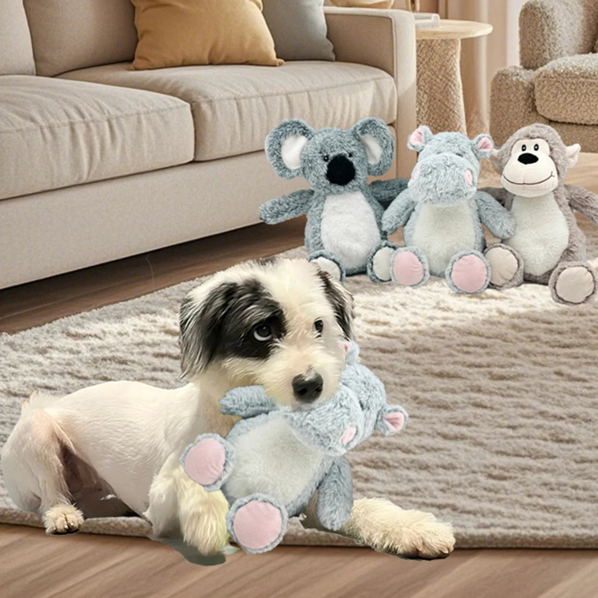 Pet dogs squeeze, squeak, hippopotamus, teddy bear, monkey plush toys accompany all kinds of dogs, big, medium, small