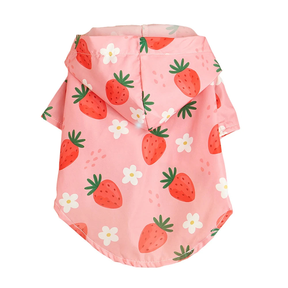 Waterproof Strawberry Raincoat Small Dog All-inclusive Raincoat Pet Breathable Puppy Clothes Comfortable Universal Pet Supplies