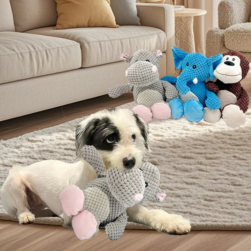 Pet dogs squeeze and squeak, rhinoceros, elephant, monkey, plush toys accompany all kinds of dogs, big, medium, small