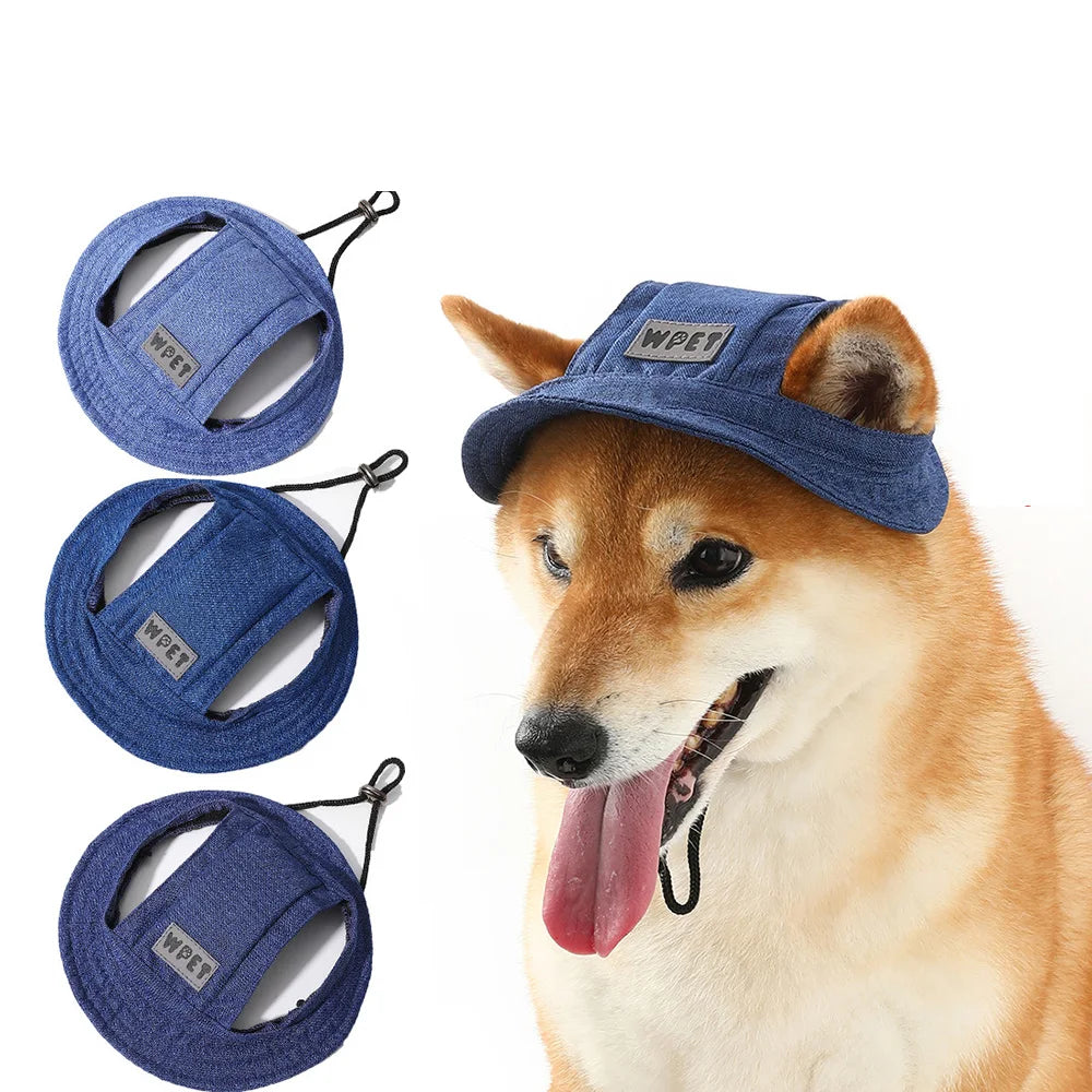 Dog Hat with Ear Holes Summer Outdoor Adjustable Pet Sun Hat for Small and Medium Dogs Puppy Cap Cat Hat Pet Accessories