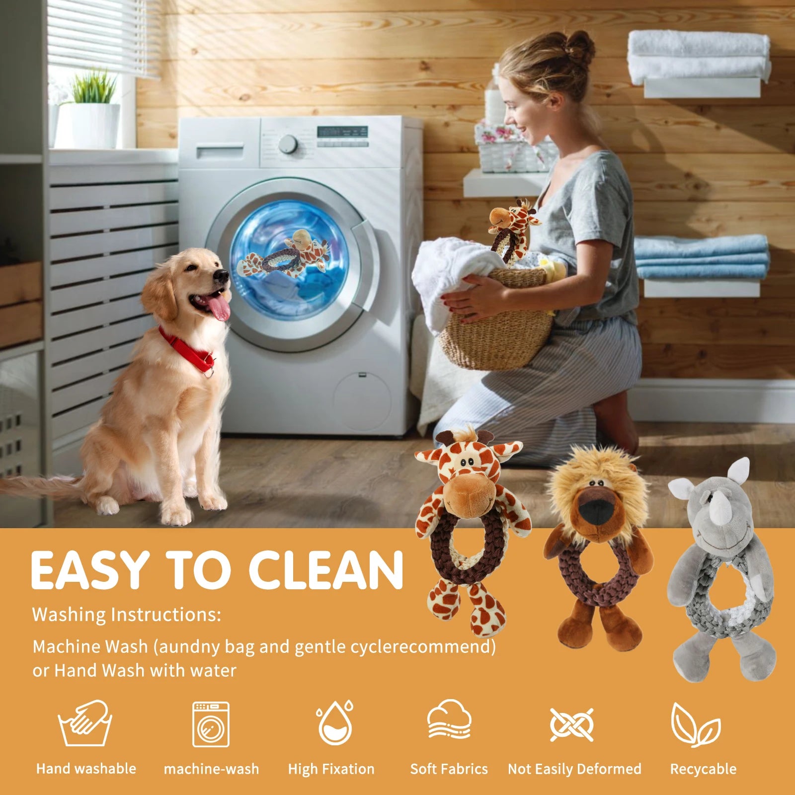 Hand-woven pet dog toys, bite resistant, vocal, teeth cleaning, suitable for large dogs，Outdoor training and stress relief tools